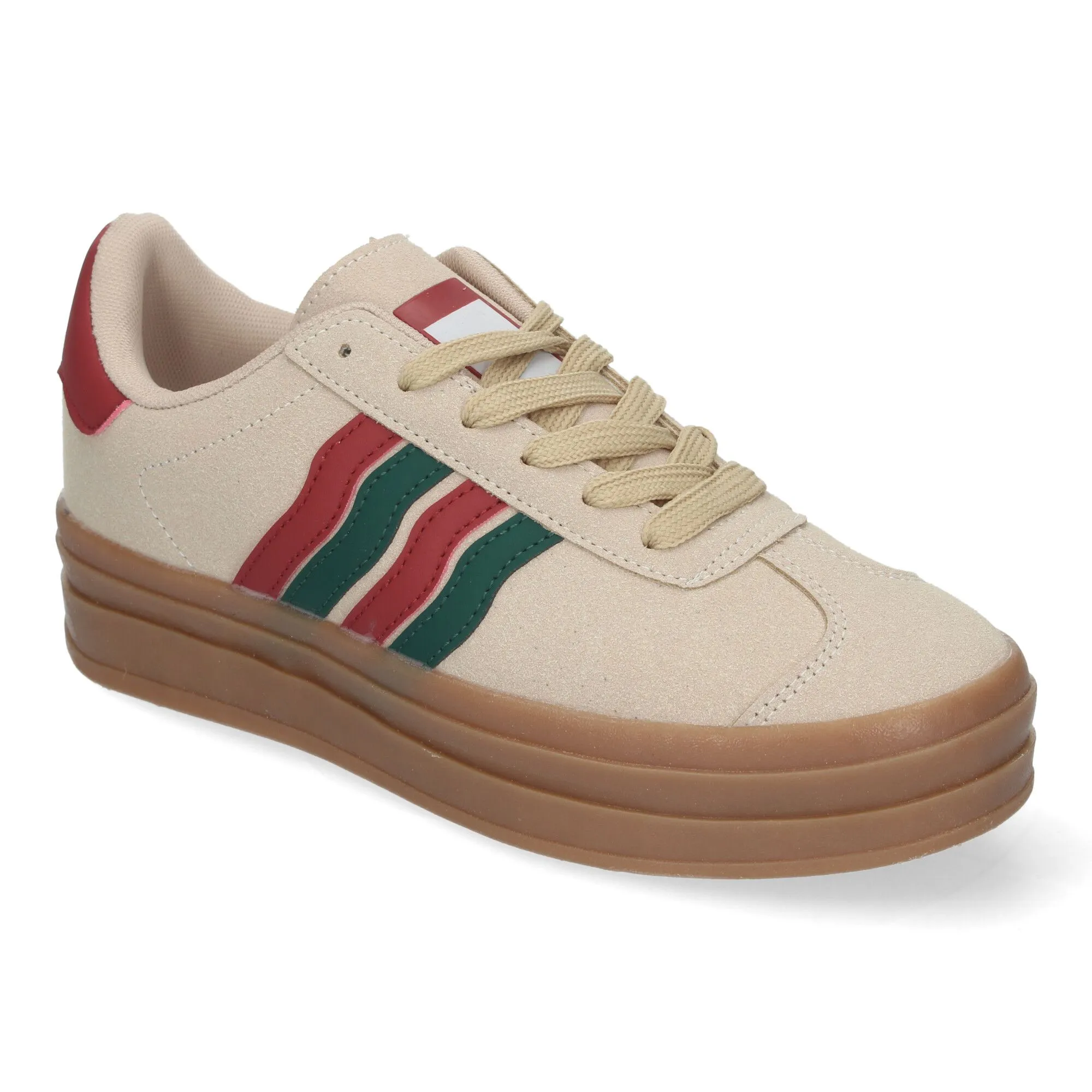 Zapatillas planas cómodas con plataforma para mujer beige RA90059