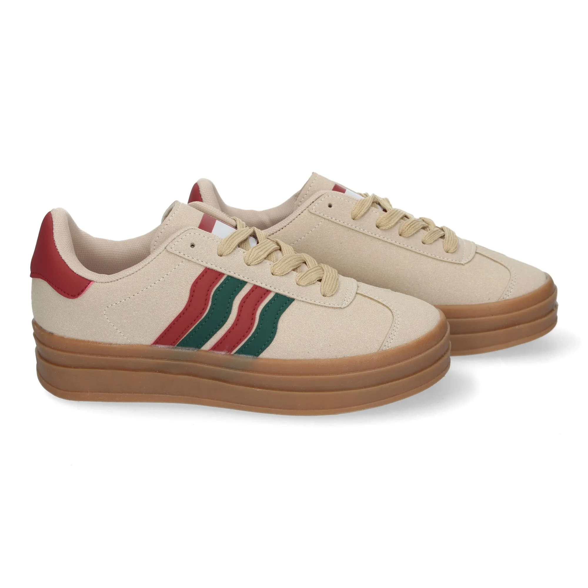 Zapatillas planas cómodas con plataforma para mujer beige RA90059