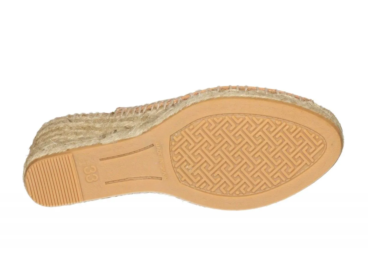 Zapato Piel Negro Punta y Talon Abierto CuÑa Esparto