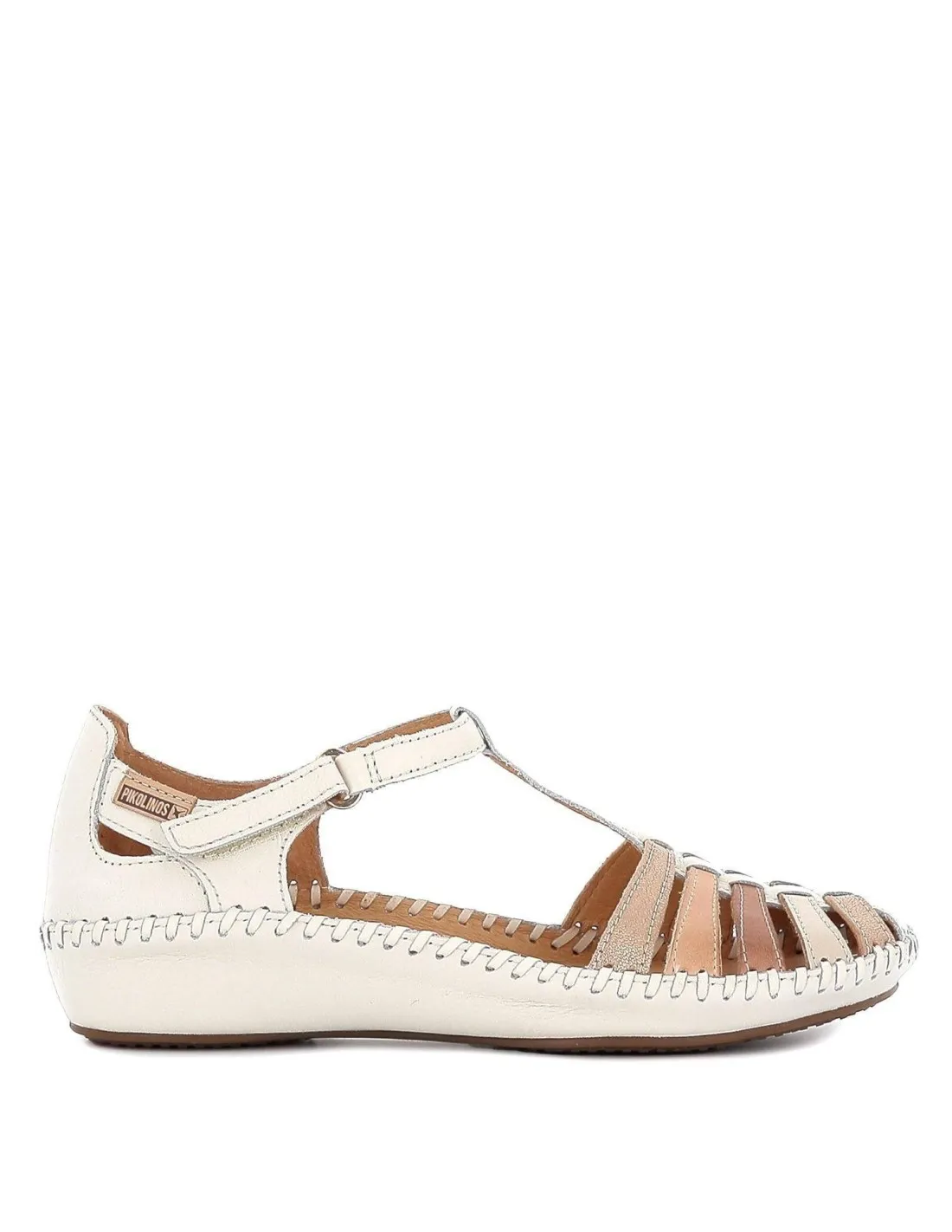 Zapato semiabierto con calado plano para mujer blanca Pikolinos