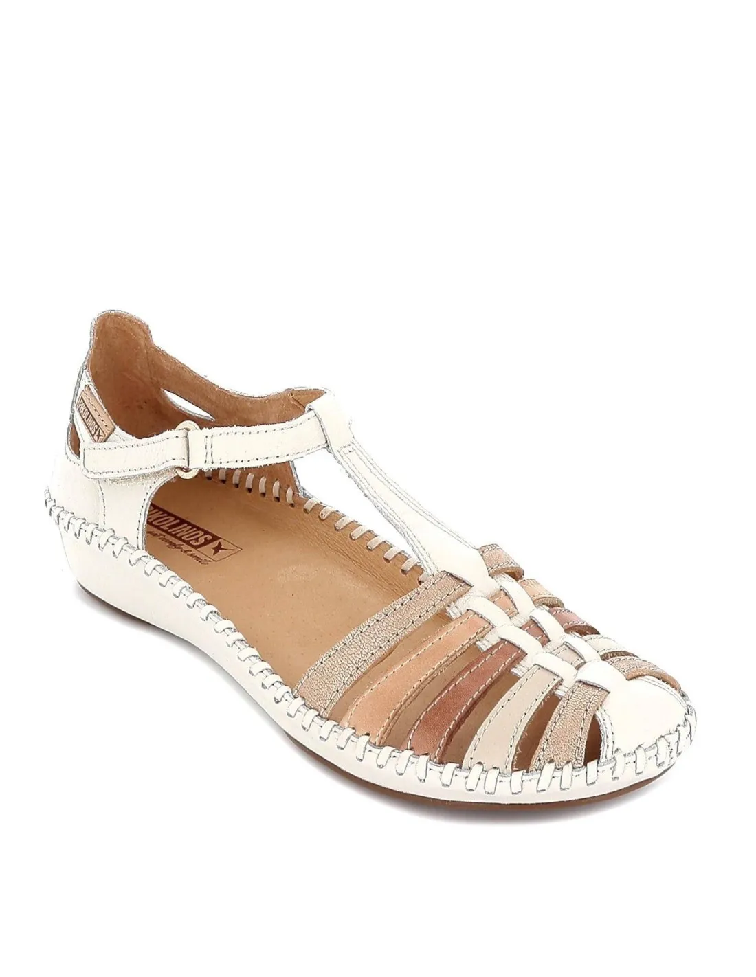 Zapato semiabierto con calado plano para mujer blanca Pikolinos