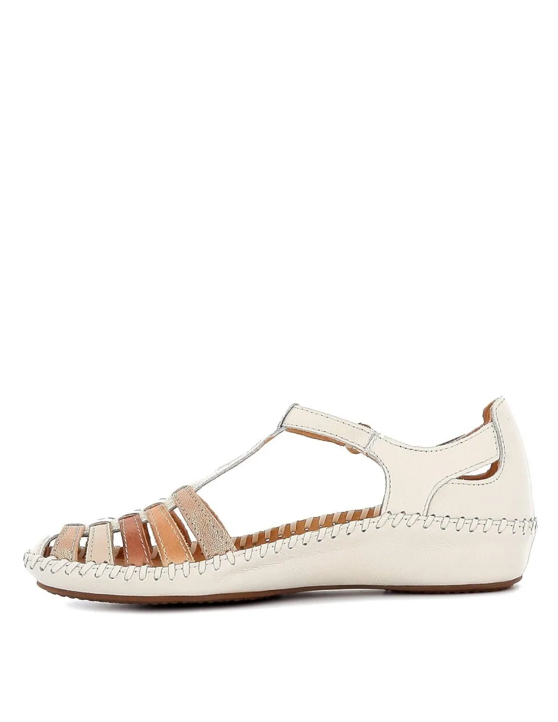 Zapato semiabierto con calado plano para mujer blanca Pikolinos
