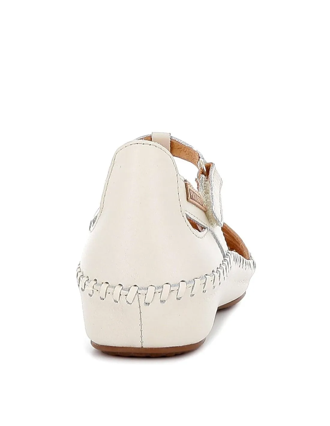 Zapato semiabierto con calado plano para mujer blanca Pikolinos