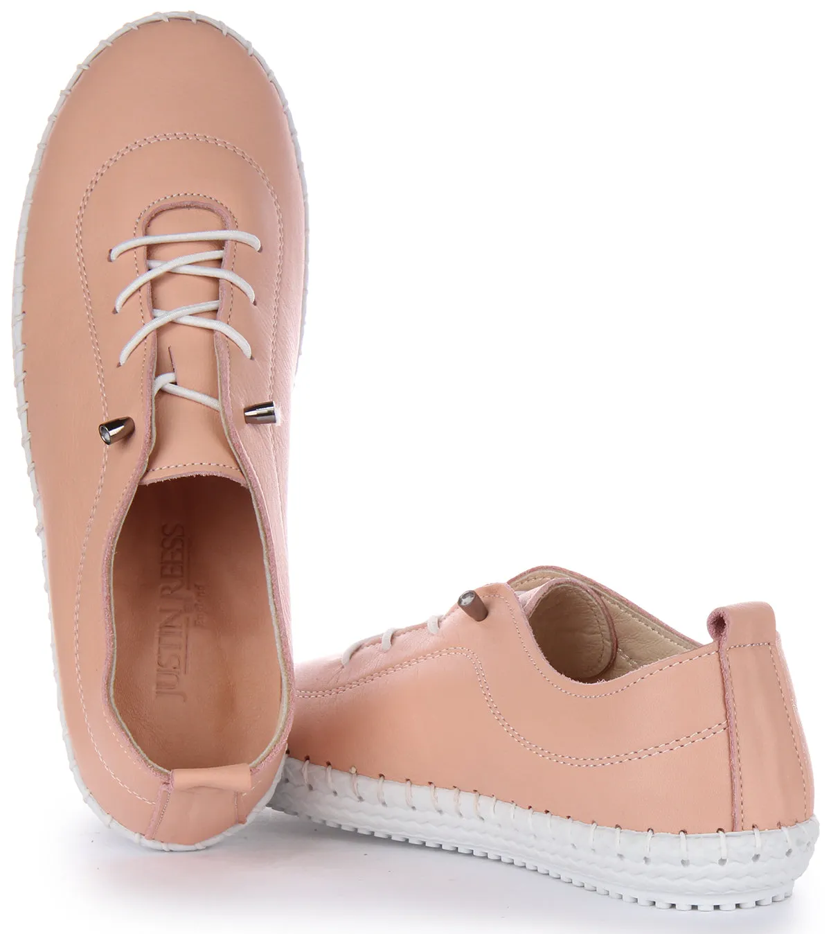 Zapatos de Cuero para Mujer Justinreess  Lexi 2 Metal Slip On en Taupe