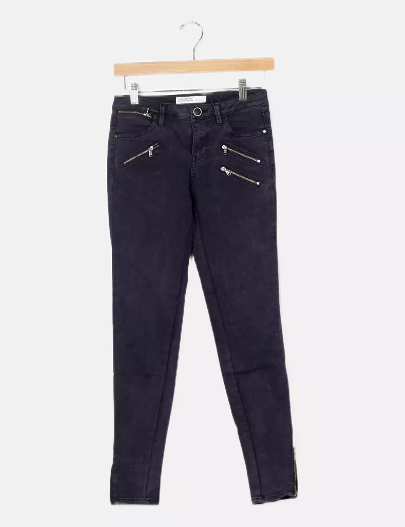 Zara Pantalón azul elástico