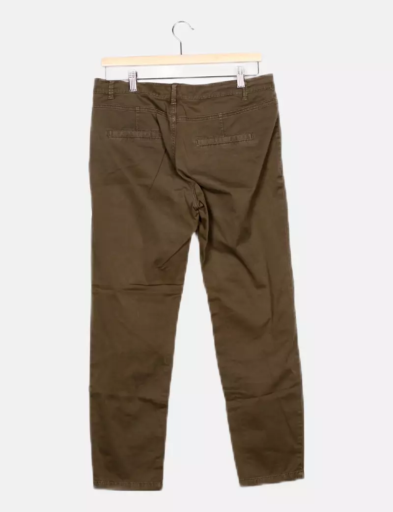 Zara Pantalón verde elástico
