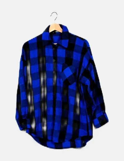 Zara Sobrecamisa pana azul klein cuadros